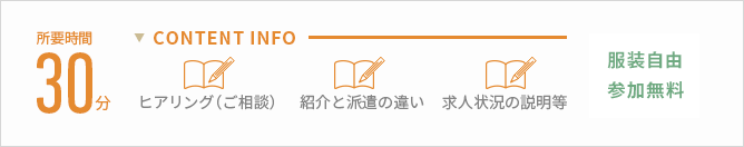 所要時間３０分　服装自由・参加費無料